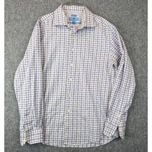 Egara Mens Non-Iron Slim Fit Purple Plaid Long Sleeve Dress Shirt L 16-16.5